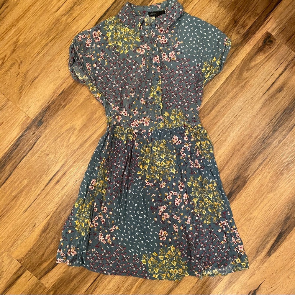 Floral Dress with Collar Shirt